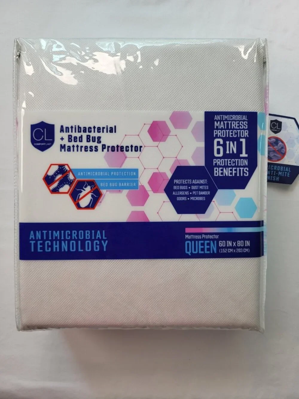 Comfort Lab Queen Antimicrobial Bed Bug Mattress Protector NWT